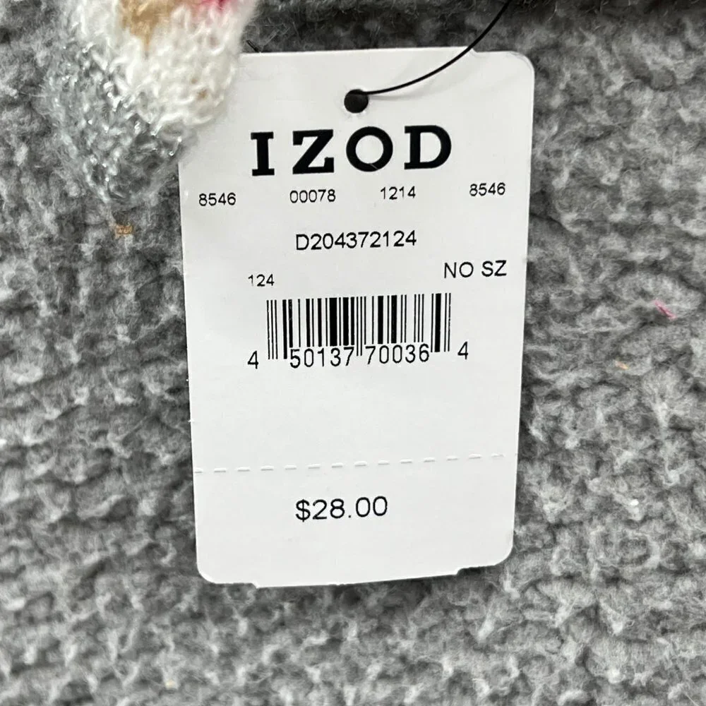 IZOD Woven Scarf‎ Red Black White with Silver Accent Thread